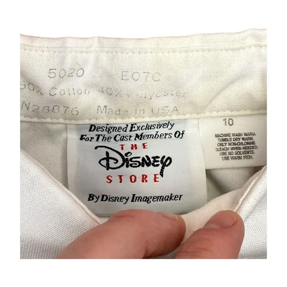 The Disney Store Shirt Men's 10 White Pleated Short Sleeve Collared Button-Down - Picture 2 of 6